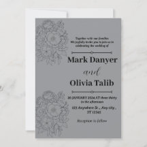 Gray wedding invitation / simple & romantic design