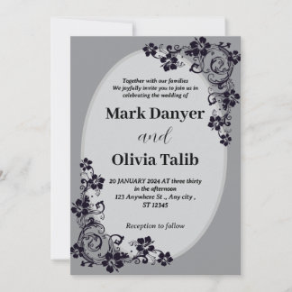 Gray wedding invitation / simple & romantic design