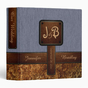 Gray Wedding Leather Look 3 Ring Binder
