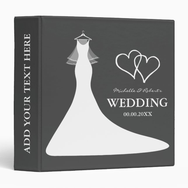 Gray wedding planner binder keepsake photo album (Front/Spine)