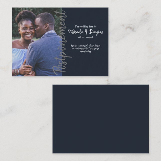 Gray Wedding Postponement Card (Front/Back)