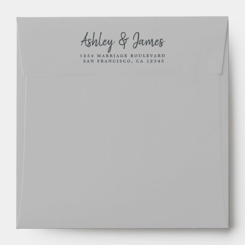 Gray Wedding Return Address Square Envelope