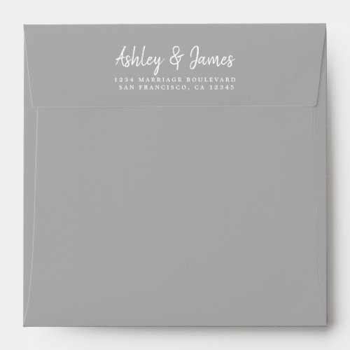 Gray Wedding Return Address Square Envelope