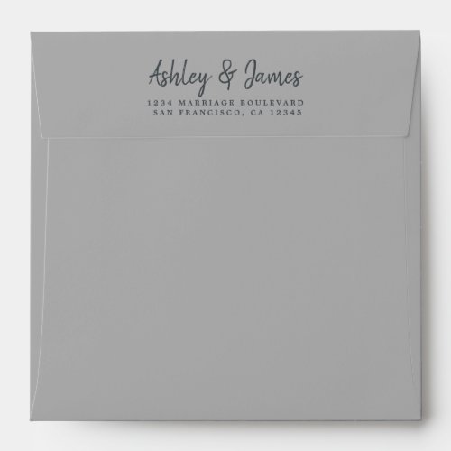 Gray Wedding Return Address Square Envelope