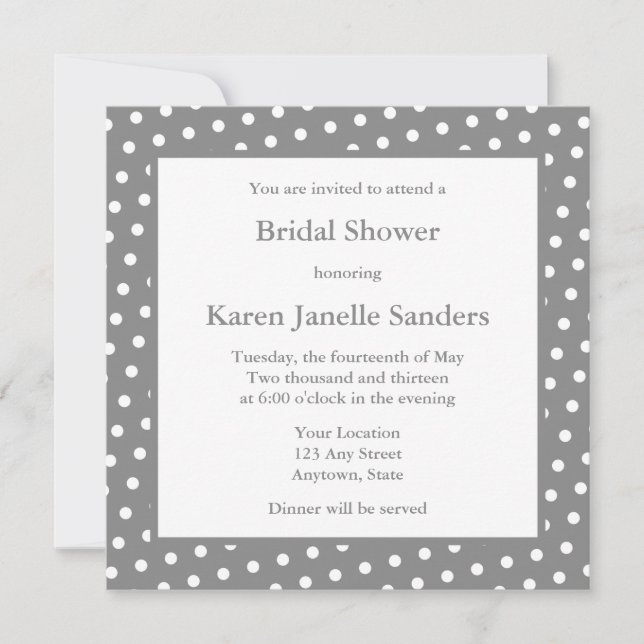 Gray Wedding Shower Invitations or Announcements (Front)