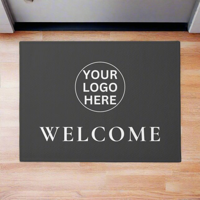 Gray Welcome logo l Professional Business Branding Doormat (Creator Uploaded)