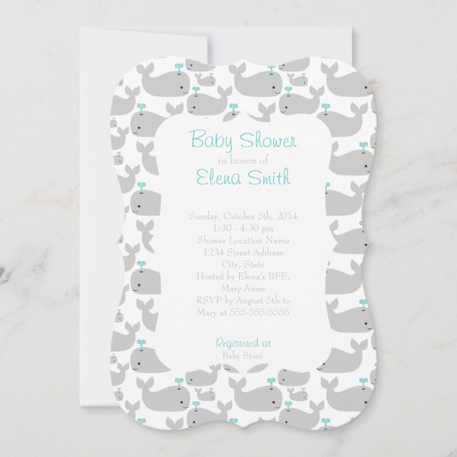 Gray Whale Baby Shower Invitation (Front)