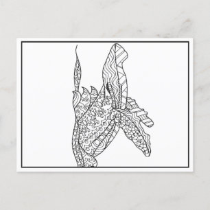Gray Whale Black and White Coloring Postcard