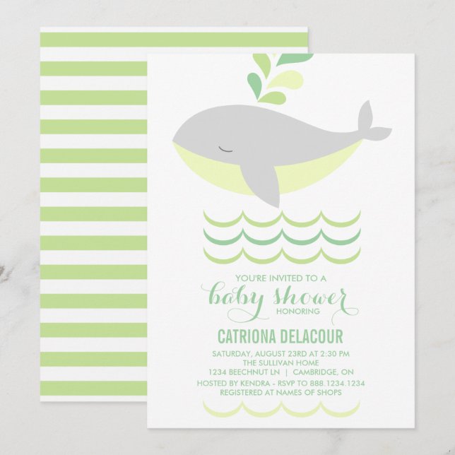 Gray Whale Gender Neutral Baby Shower Invitation (Front/Back)