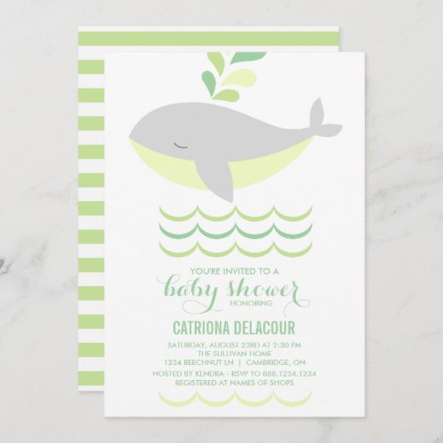 Gray Whale Gender Neutral Baby Shower Invitation