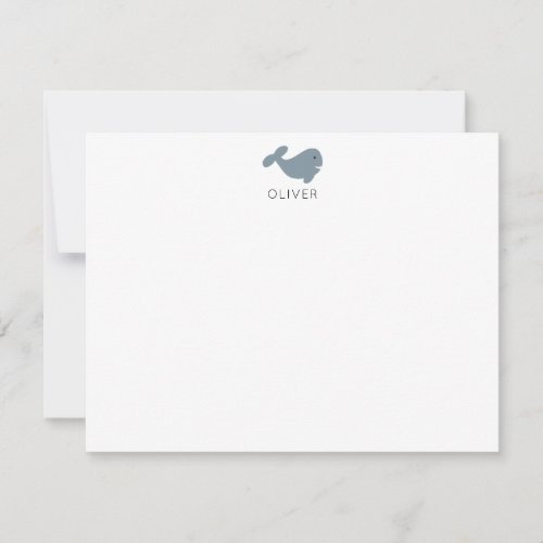 Gray Whale Kids Personalized Stationery Flat Note Card