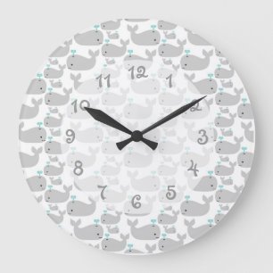 Gray Whale Nursery Large Clock