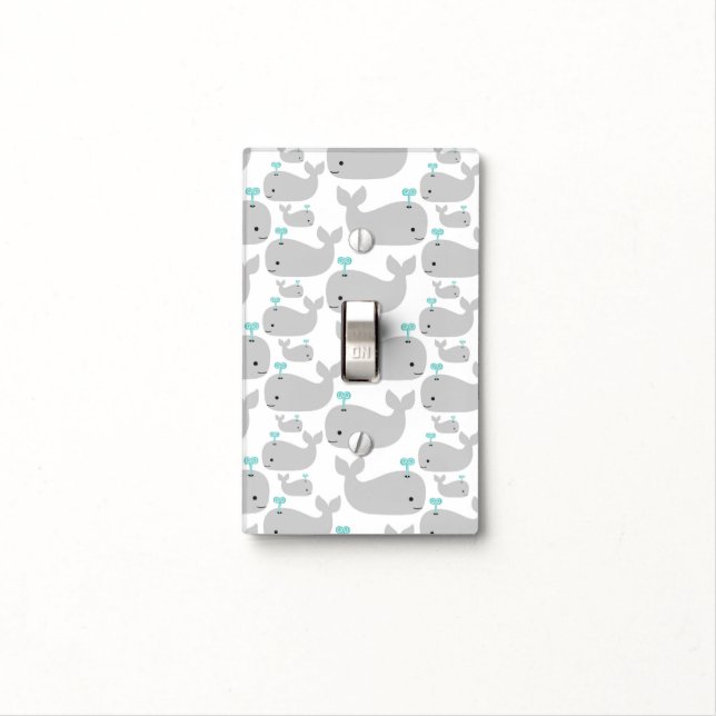 Gray Whale Nursery Print Light Switch Cover (In Situ)