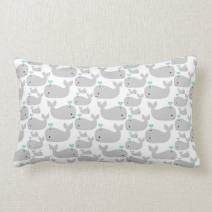 Gray Whale Nursery Print Lumbar Pillow