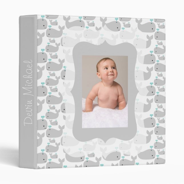 Gray Whales Photo Ready Baby Album 3 Ring Binder (Front/Spine)