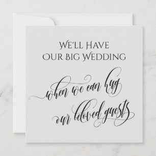 Gray When We Can Hug You Postponed Wedding Invitation