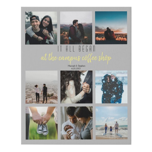 Gray Where it All Began Romantic Love Story Faux Canvas Print (Front)