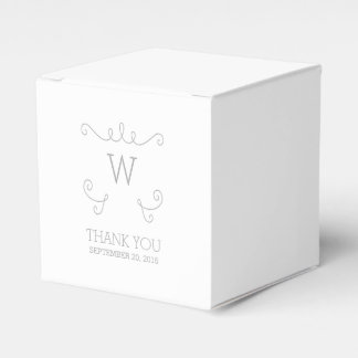 Gray Whimsical Flourish Monogram Favor Boxes