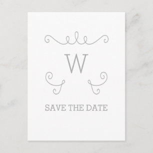 Gray Whimsical Flourish Save the Date Postcard