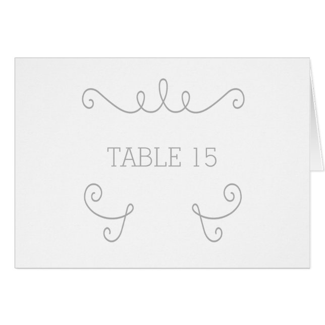 Gray Whimsical Flourish Table Number Card (Front Horizontal)