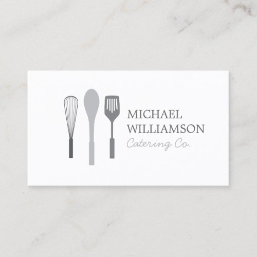 GRAY WHISK SPOON SPATULA LOGO for Catering Chef Business Card