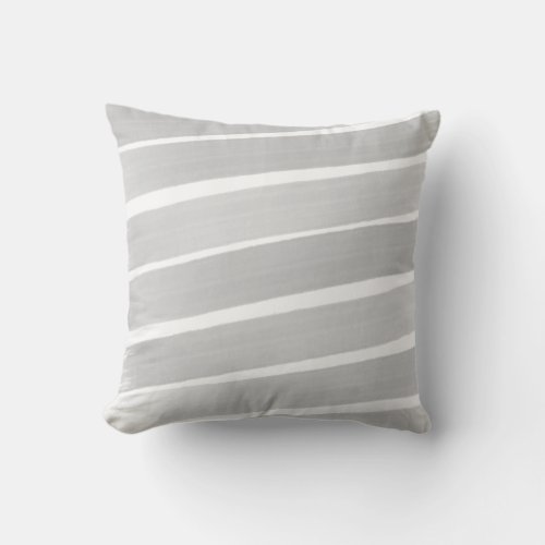 Gray White Abstract Painted Stripe Outdoor Pillow