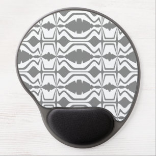 Gray, White Abstract Sound Wave Pattern Gel Mouse Pad