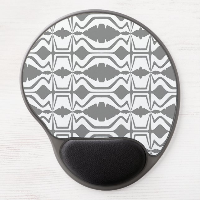 Gray, White Abstract Sound Wave Pattern Gel Mouse Pad (Front)