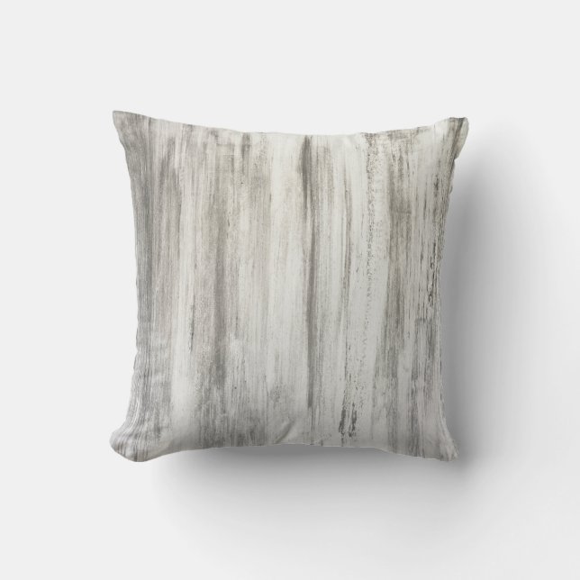 Gray & White Abstract Stripe Throw Pillow (Front)