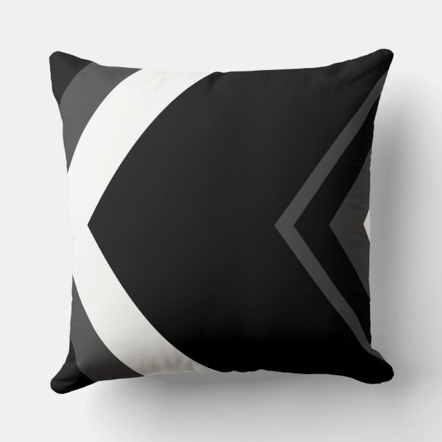 Gray, White and Black Chevron Pattern Throw Pillow (Back)