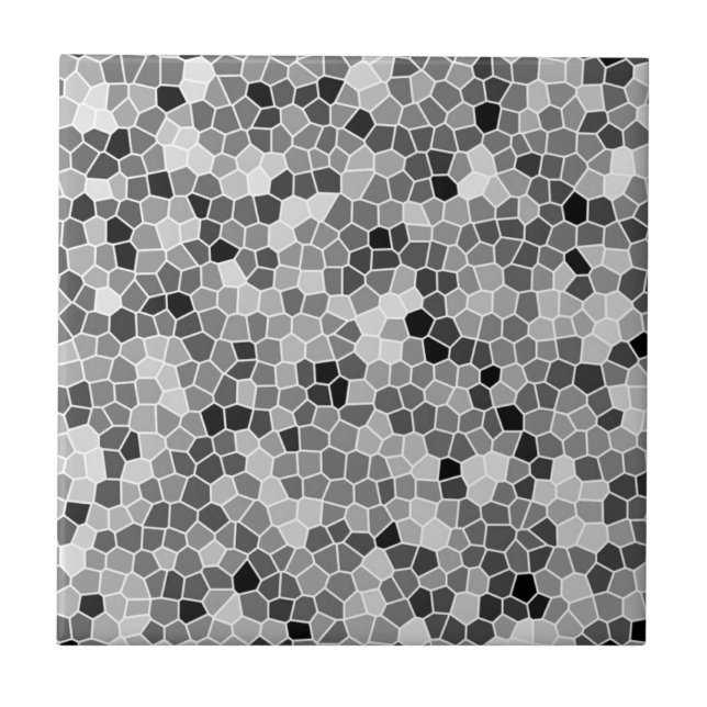 Gray , White and Black Honeycomb Pattern Mosaic Ceramic Tile (Front)