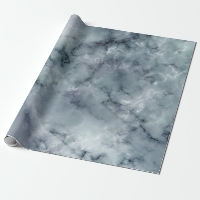 Gray White and Black Marble Pattern Wrapping Paper (Unrolled)