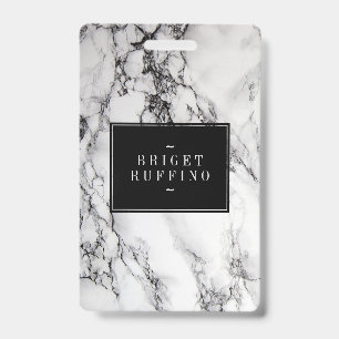 Gray White And Black Marble Stone  Pattern Badge