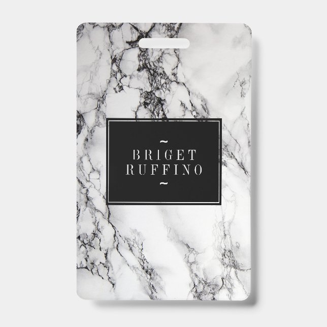 Gray White And Black Marble Stone  Pattern Badge (Front)