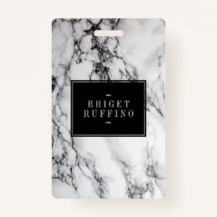 Gray White And Black Marble Stone Pattern Badge