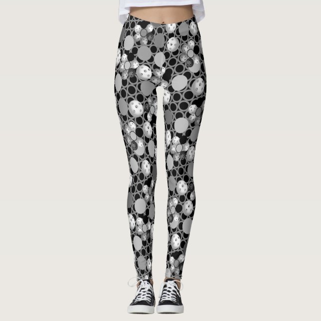 Gray, White and Black Picleball Leggings (Front)