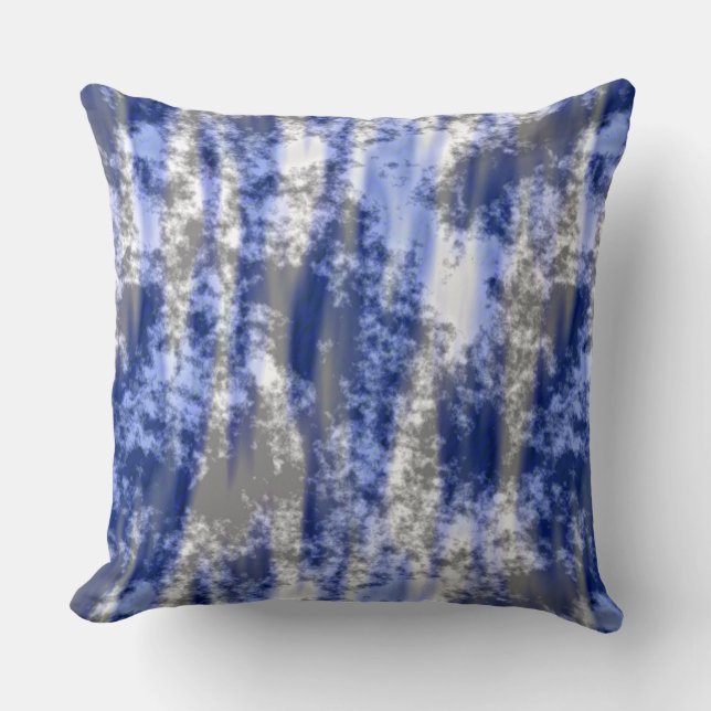 gray, White and blue abstract Throw Pillow (Front)