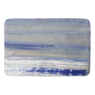 Gray, white and blue lines bath mat