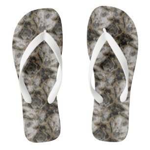 Gray, White and Gold Marble Abstract Flip Flops