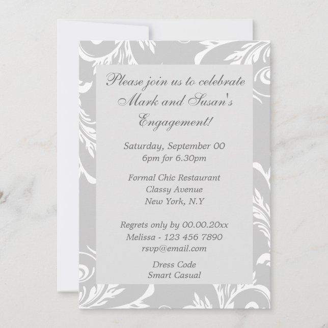 Gray white anniversary engagement PERSONALIZE Invitation (Front)