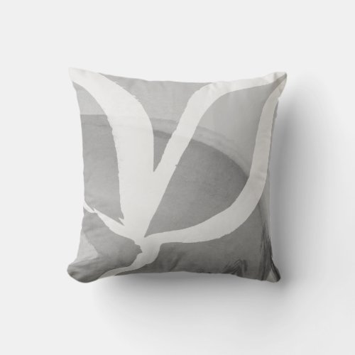 Gray  White Artistic Abstract Winged Design Throw Pillow