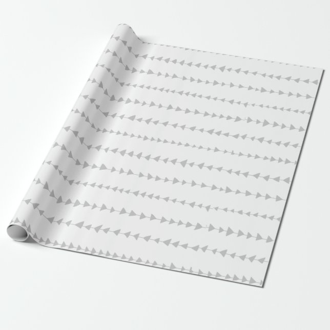 Gray White Aztec Arrows Pattern Wrapping Paper (Unrolled)