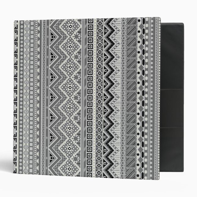 Gray white aztec patterns design binder (Front/Inside)