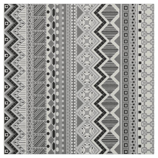 Gray white aztec patterns design fabric (Swatch)