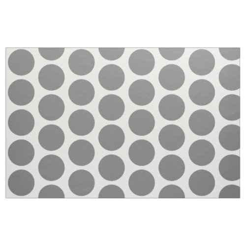 Gray White Big Polka Dots Fabric