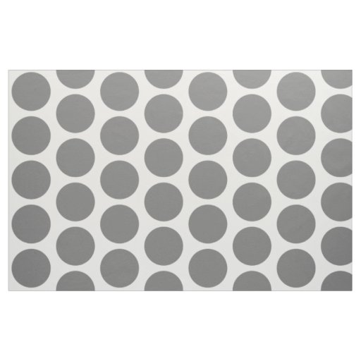 Gray White Big Polka Dots Fabric