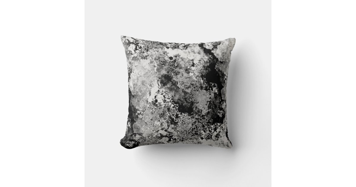 Gray White & Black Abstract Textured Pattern Throw Pillow | Zazzle