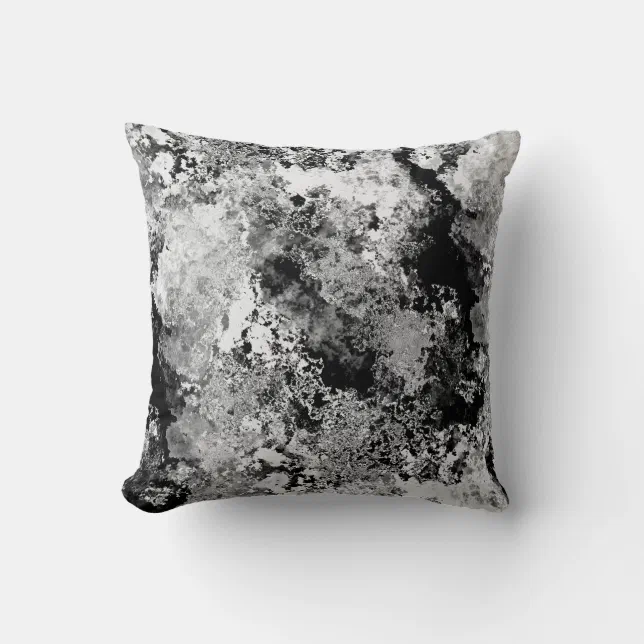 Gray White & Black Abstract Textured Pattern Throw Pillow | Zazzle