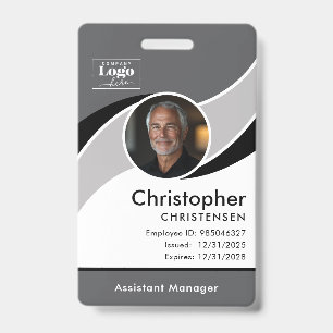 Gray White Black Corporate Employee ID Badge