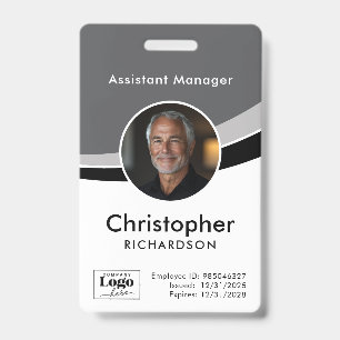 Gray White Black Corporate Employee Photo ID Badge